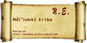 Mándoki Erika névjegykártya